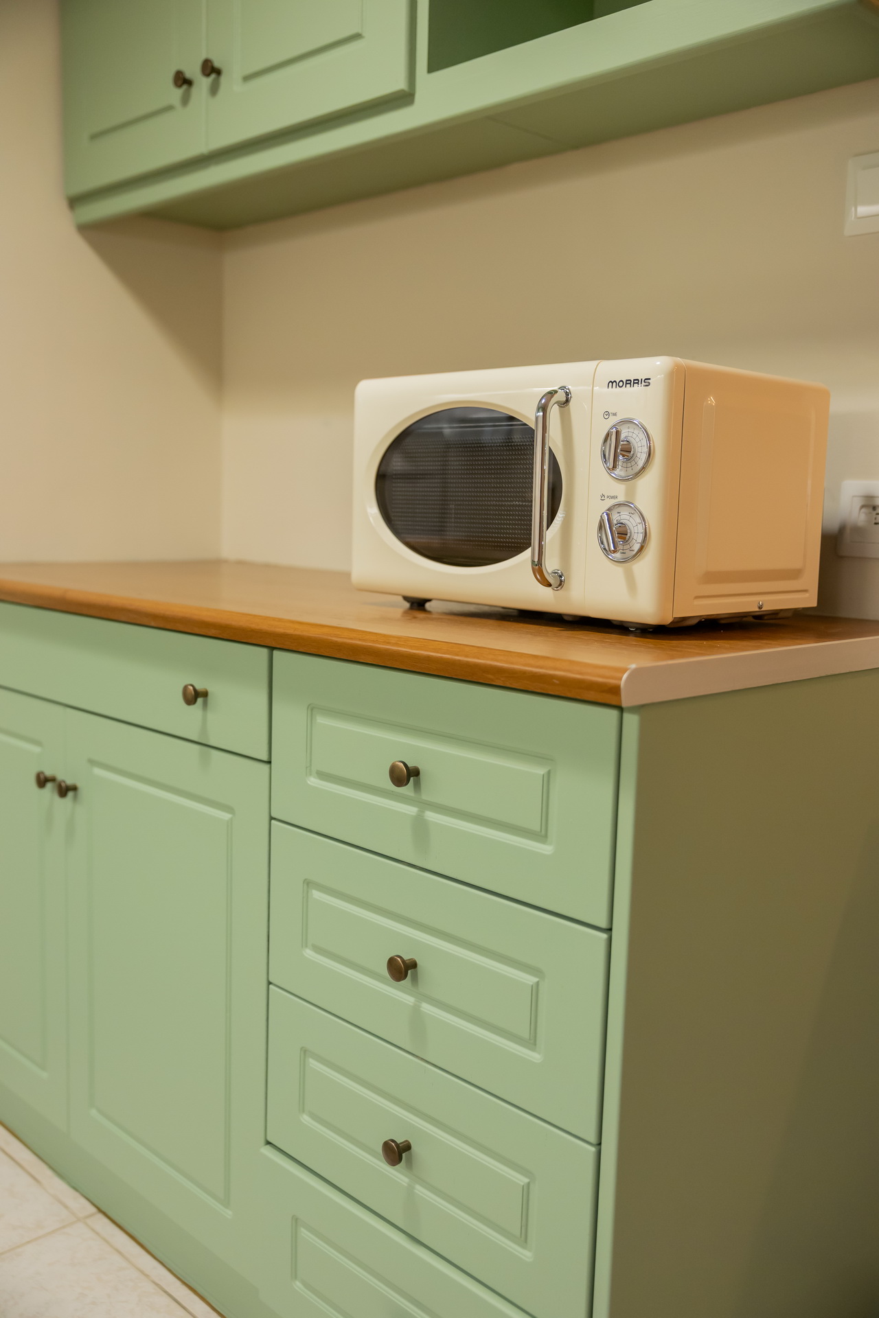 Kitchen cabinetry and microwave
